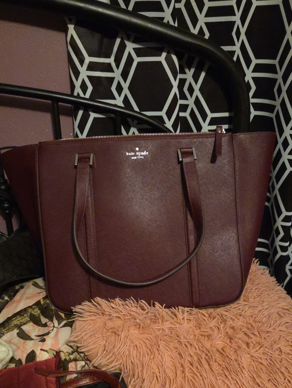 kate spade Maroon Saffiano Leather Tote